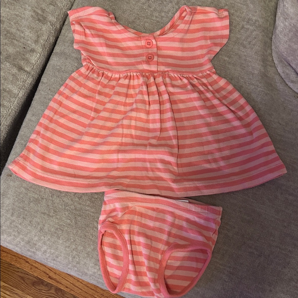 Hanna Andersson Coral and White Striped Baby Outfit
